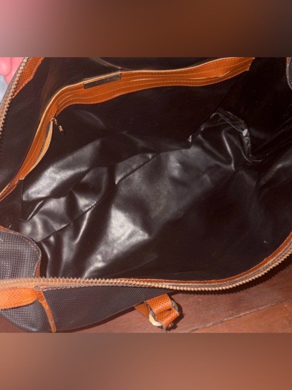 Bottega Veneta Black Travel Bag with Brown Leather Trim - Picture 6 of 6